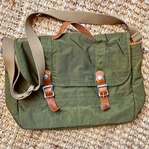 J. Crew Harwick Canvas and Leather Messenger Bag